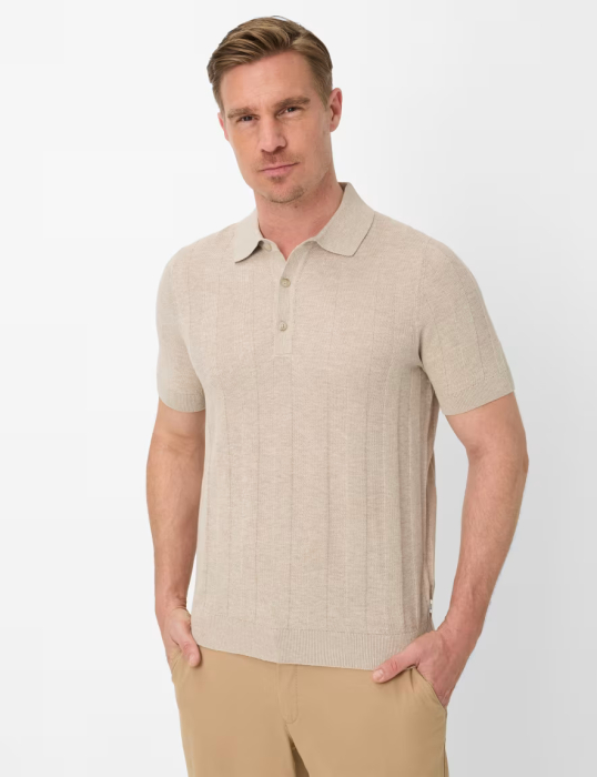 Tricou polo in/bumbac barbati BRAX PASCAL bej dungi [2]