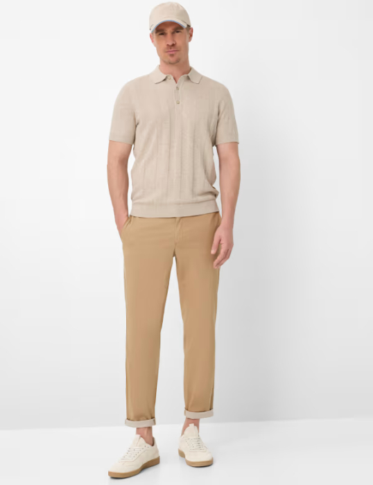Tricou polo in/bumbac barbati BRAX PASCAL bej dungi [4]