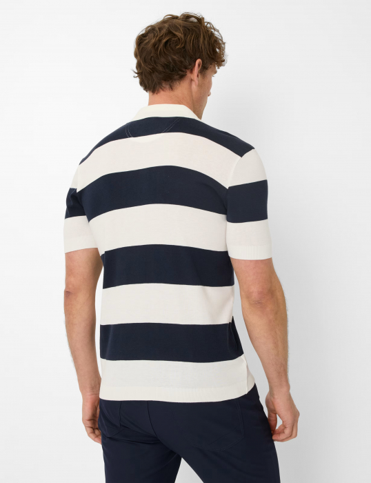 Tricou polo barbati bumbac/modal BRAX PAVEL dungi alb/bleumarin [4]