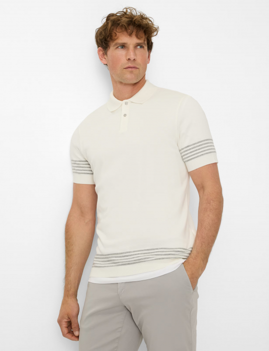Tricou polo barbati bumbac/modal BRAX PAVEL crem [3]