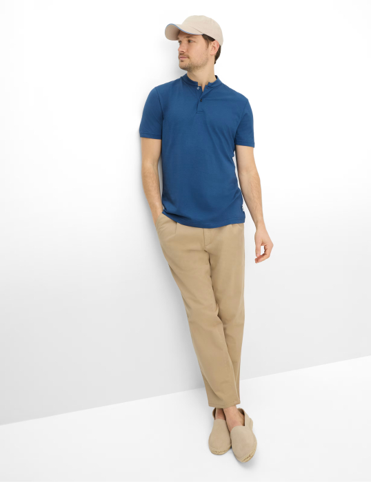 Tricou henley barbati BRAX PELE albastru [5]