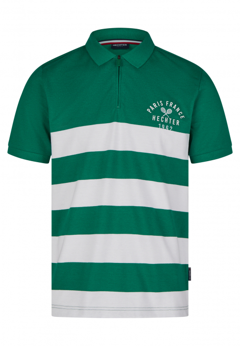 Tricou polo fermoar barbati HECHTER dungi verde/alb [1]