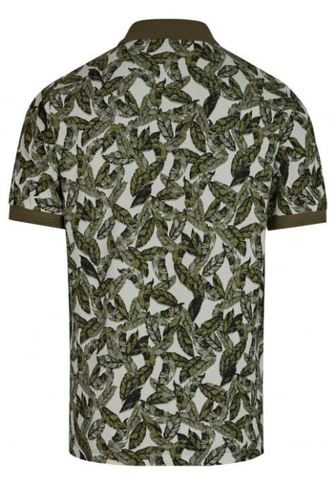 Tricou polo bumbac barbati DANIEL HECHTER Pique kaki print frunze [2]