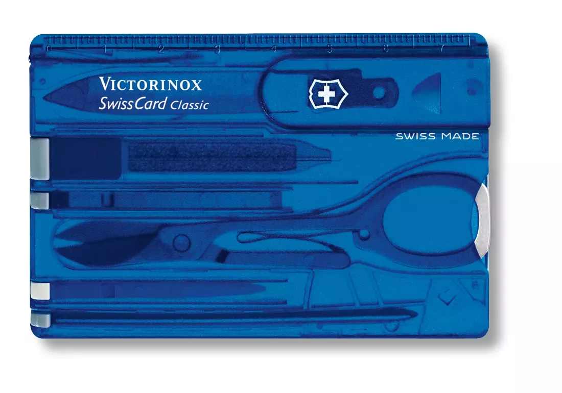 Trusa multifunctionala VICTORINOX Swiss Card Classic 10 functii albastru transparent [1]
