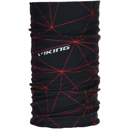Outdoor - Bandana multifunctionala unisex Viking PRIMALOFT® negru print rosu retea