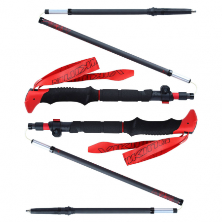 Outdoor - Bete trekking pliabile carbon/fibra de sticla VIKING Spider FS negru/rosu