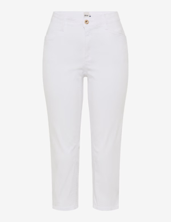 pantaloni blugi dama - Blugi ultrasubtiri 3/4 femei BRAX MARY C alb