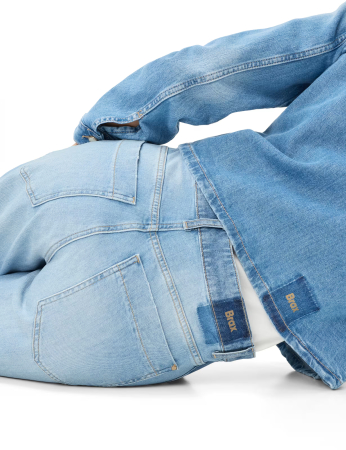 Blugi subtiri evazati palazzo femei BRAX MORGAN bleu [5]