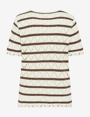 Bluza bumbac tricotat guler rotund gemei BRAX CIRA S  crem/maro dungi [1]