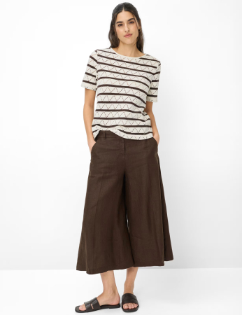 Bluza bumbac tricotat guler rotund gemei BRAX CIRA S  crem/maro dungi [4]