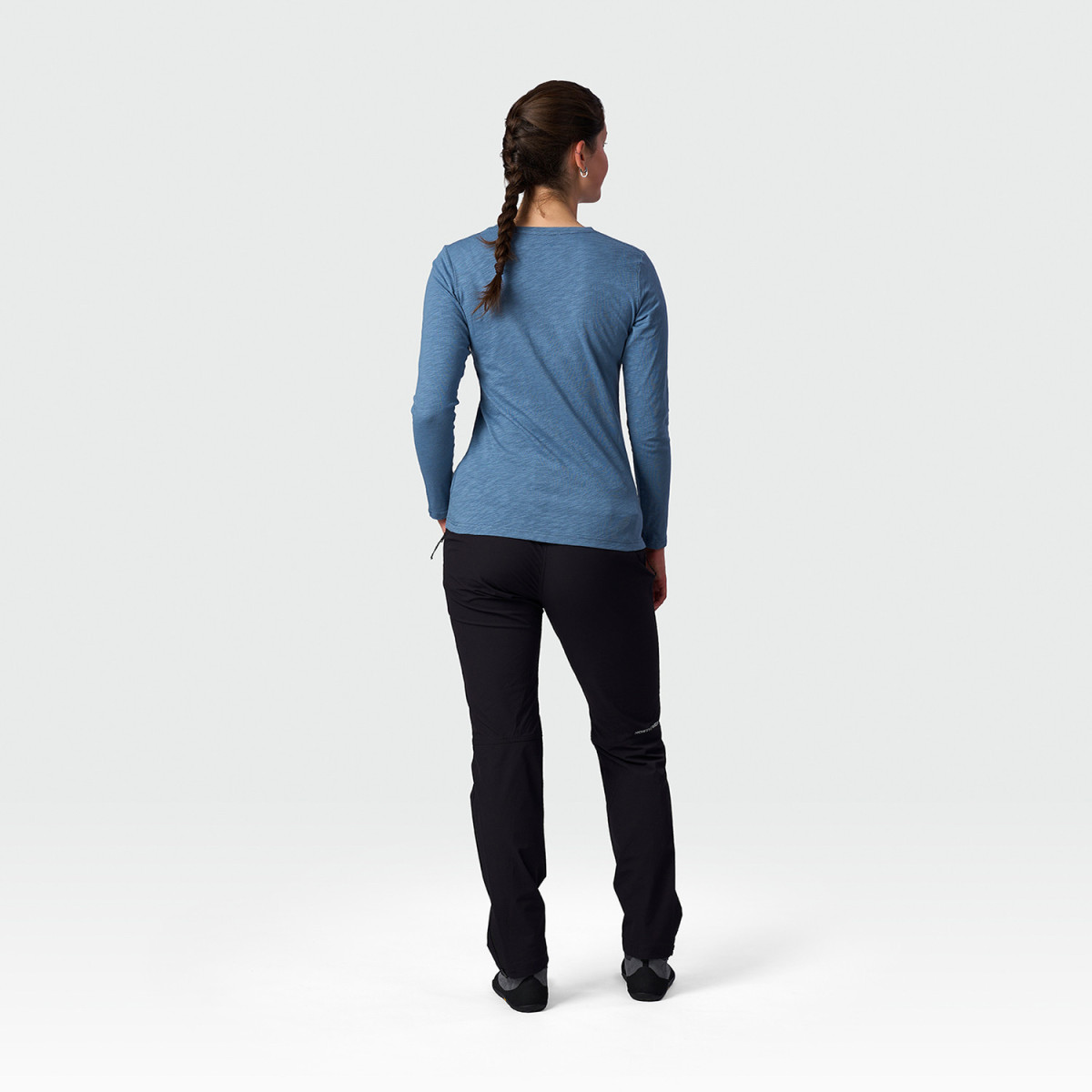 Bluza drumetie bumbac organic femei NORTHFINDER NUUTTI albastru print inima [3]