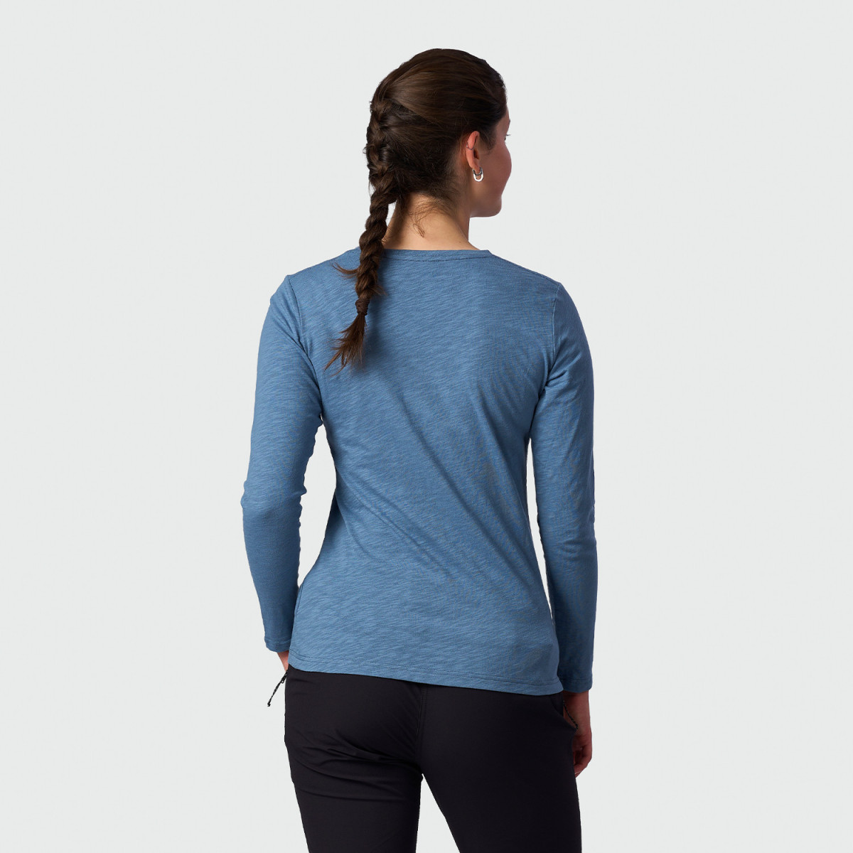 Bluza drumetie bumbac organic femei NORTHFINDER NUUTTI albastru print inima [1]