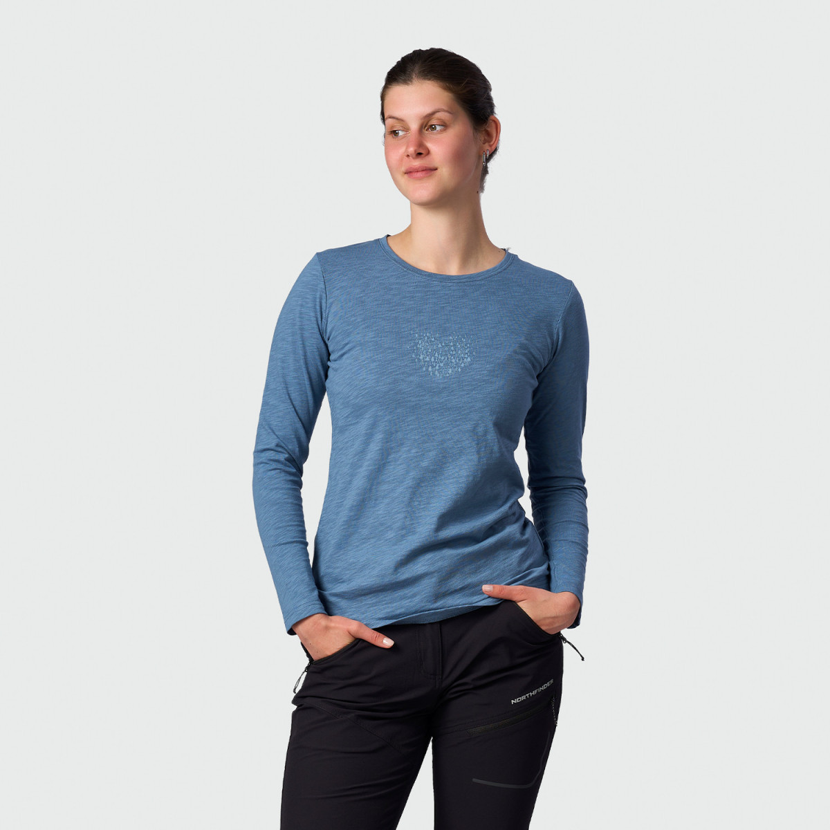 Articole femei - Bluza drumetie bumbac femei NORTHFINDER NUUTTI albastru print inima