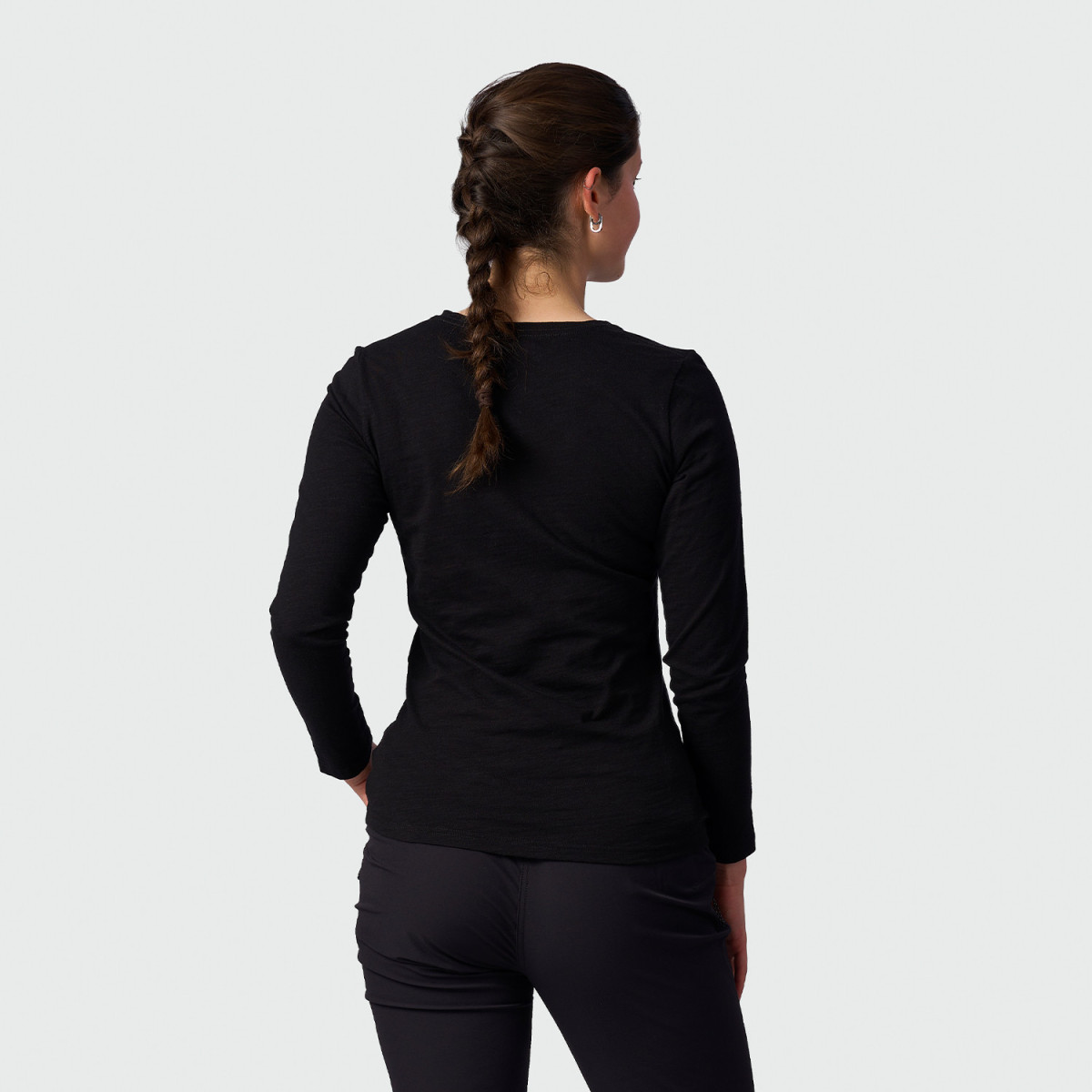 Bluza drumetie bumbac organic femei NORTHFINDER MAYT negru print montan [1]