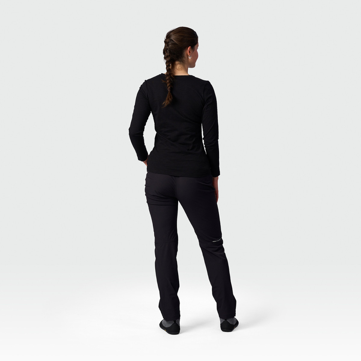 Bluza drumetie bumbac organic femei NORTHFINDER MAYT negru print montan [3]