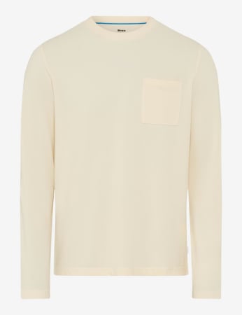 tricouri maneca lunga - Bluza O Neck barbati BRAX TIMON BT 274648-70819300 crem