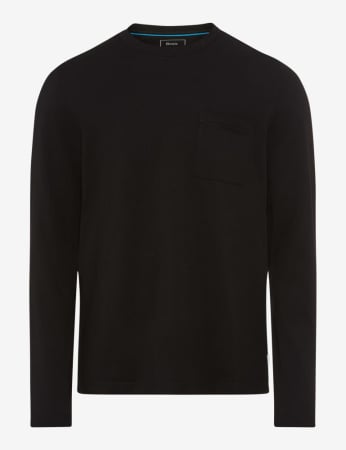 tricouri maneca lunga - Bluza O Neck barbati BRAX TIMON BT 274648-70819300 negru