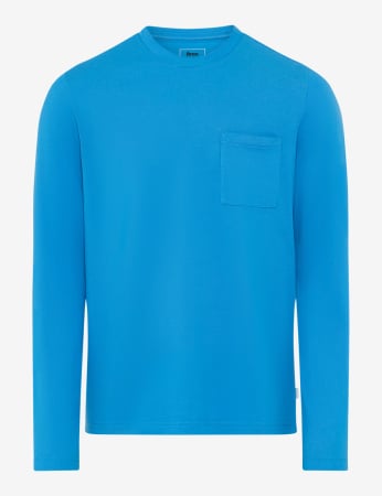 tricouri maneca lunga - Bluza O Neck barbati BRAX TIMON BT 274648-70819300 albastru