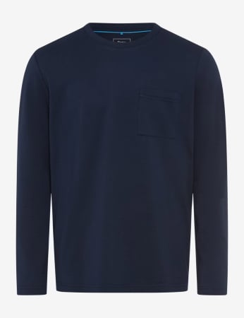 tricouri maneca lunga - Bluza O Neck barbati BRAX TIMON BT 274648-70819300 bleumarin