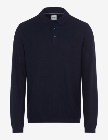 tricouri polo - Bluza polo bumbac/modal barbati BRAX PAROS bleumarin