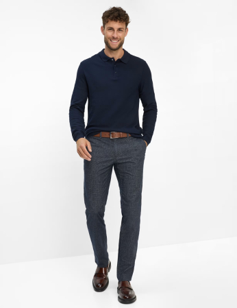 Bluza polo bumbac/modal barbati BRAX PAROS bleumarin [4]