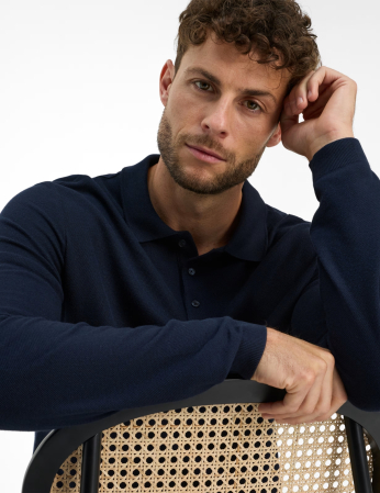 Bluza polo bumbac/modal barbati BRAX PAROS bleumarin [5]