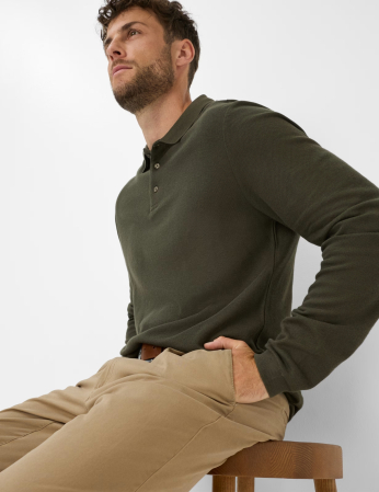Bluza polo bumbac/modal barbati BRAX PAROS kaki [4]