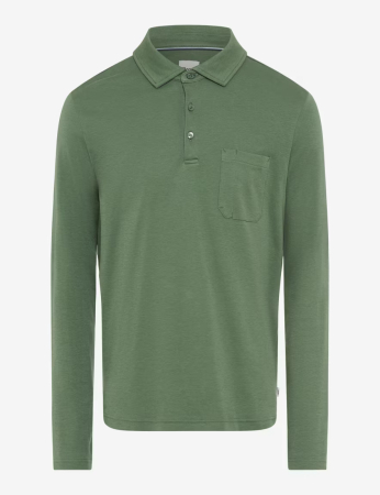 tricouri maneca lunga - Bluza polo bumbac barbati BRAX PIRLO 273528-70435300 verde