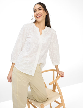 Bluza brodata bumbac femei BRAX VELIA alb model floral [5]