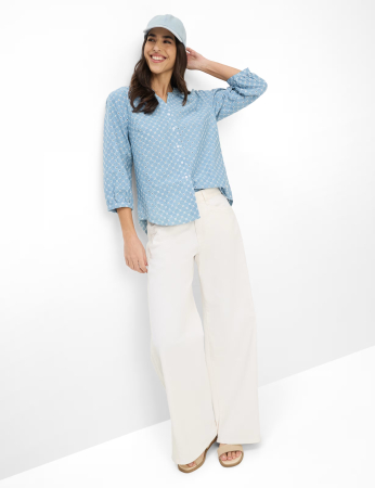 Bluza brodata bumbac maneca 3/4 femei BRAX VELIA bleu [4]