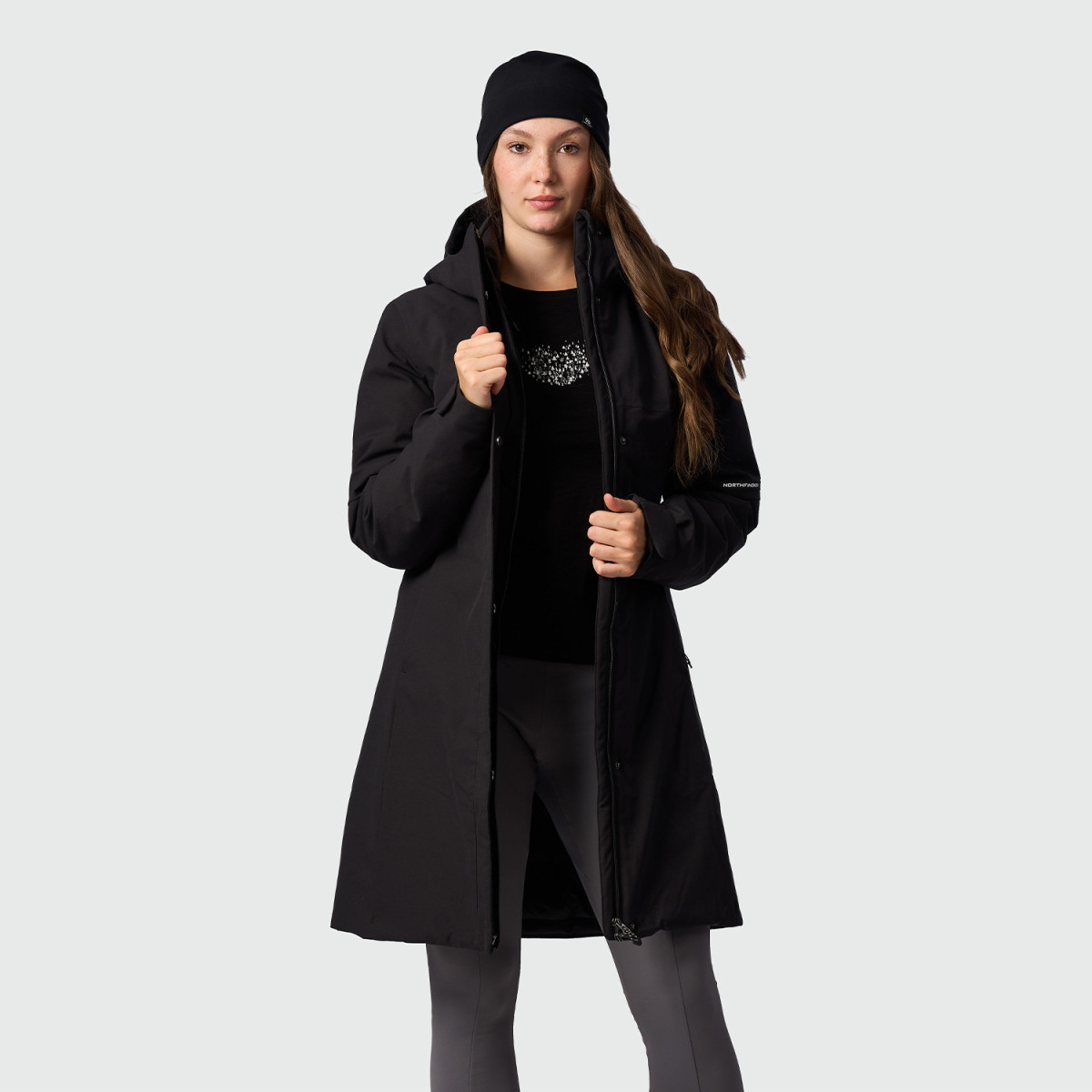 outdoor sport dama - Jacheta impermeabila 10K/ 10K lunga urban/drumetii gluga femei 2L DOLORE negru