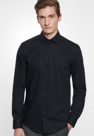 Cămașă business bărbați poplin Seidensticker Slim Not Iron neagra [1]