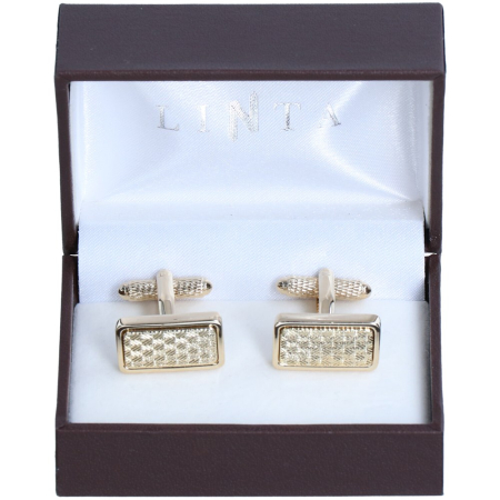 butoni ace cravata - Butoni camasa barbati LINTA dreptunghi auriu rombulete dreptunghi