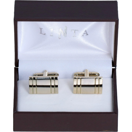 butoni ace cravata - Butoni camasa barbati LINTA auriu dungi stantate dreptunghi