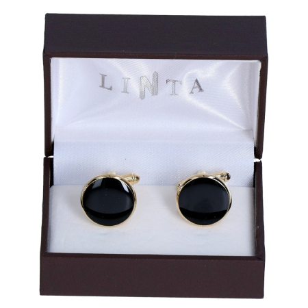 butoni ace cravata - Butoni camasa smoching barbati LINTA auriu negru rotund