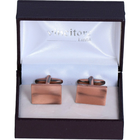 butoni ace cravata - Butoni camasa barbati LINTA bronz satinat dreptunghi