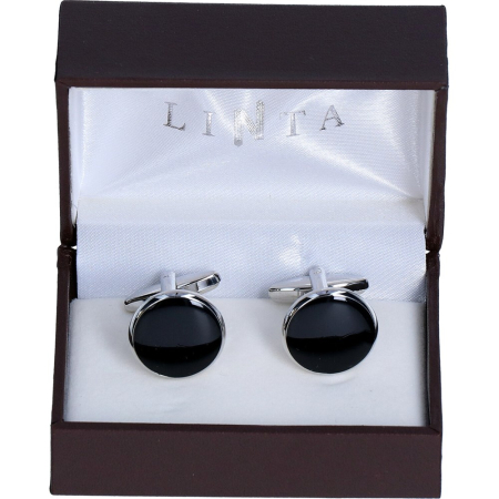 butoni ace cravata - Butoni camasa smoching barbati LINTA agintiu negru rotund