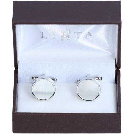 butoni ace cravata - Butoni camasa barbati argintiu sidefat rotund