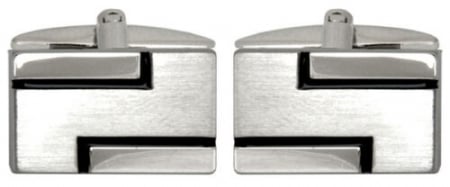 Accesorii - Butoni metal DALACO argintiu satinat / linii negre