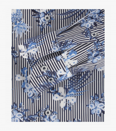 Camasa bumbac barbati VENTI Modern Fit dungi print floral albastru [3]
