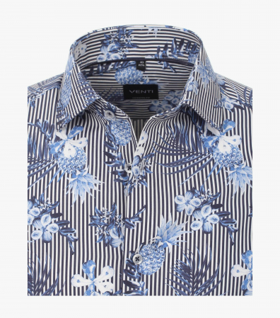 Camasa bumbac barbati VENTI Modern Fit dungi print floral albastru [2]