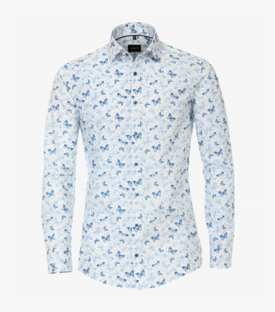 camasi maneca lunga - Camasa bumbac barbati VENTI ModernFit albastra print fluturi