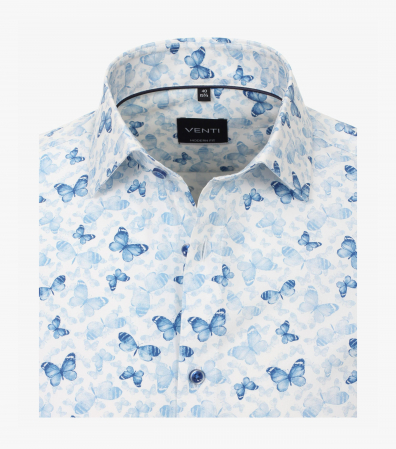 Camasa bumbac barbati VENTI ModernFit albastra print fluturi [2]