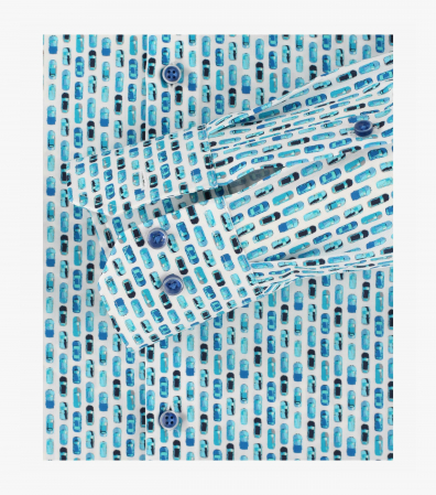 Camasa bumbac barbati VENTI Modern Fit print turcoaz [3]