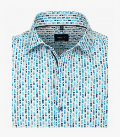 Camasa bumbac barbati VENTI Modern Fit print turcoaz [2]