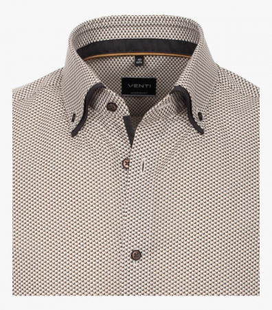 Camasa bumbac barbati VENTI ModernFit bej print triunghiuri [2]