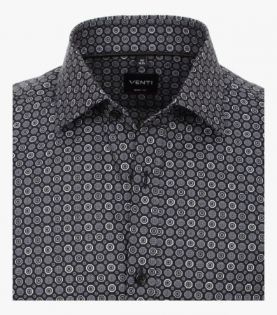 Camasa bumbac barbati VENTI BodyFit negru print cerculete gri [2]