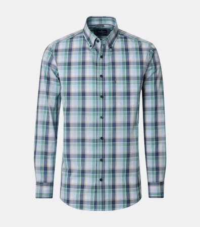 camasi croi casual - Camasa bumbac barbati CASA MODA verde carouri