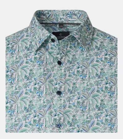 Camasa bumbac barbati CASA MODA verde print frunze [2]