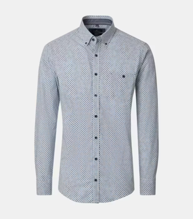 camasi croi casual - Camasa bumbac barbati  CASA MODA albastru print rombulete